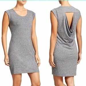 Athleta Linen Charisma Dress Drapey Back Mini Grey Heather
